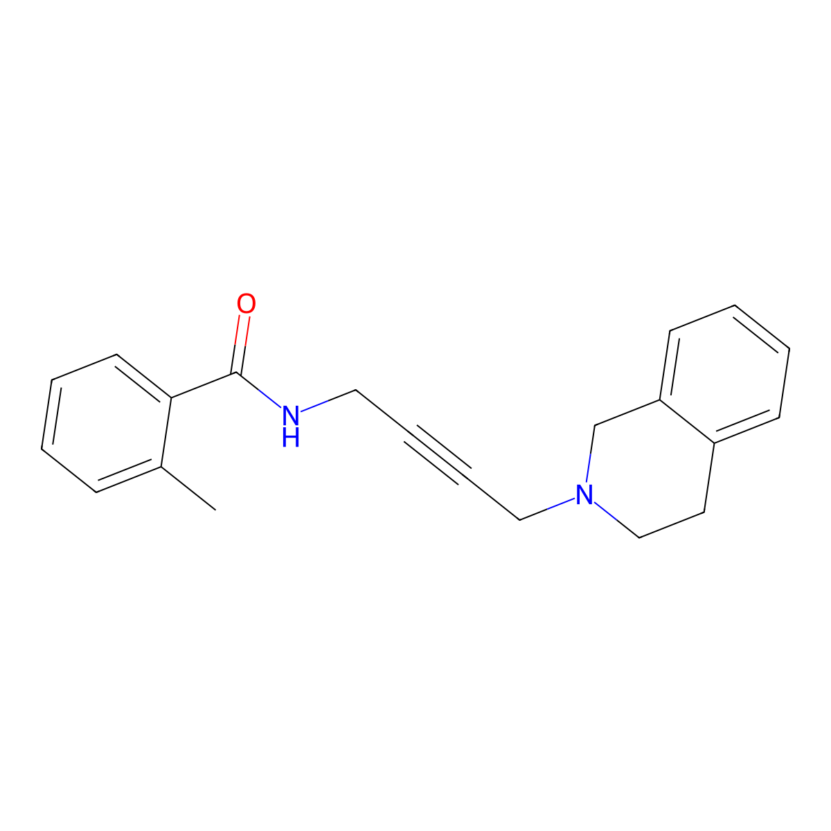 N-(4-(3,4-dihydroisoquinolin-2(1H)-yl)but-2-yn-1-yl)-2-methylbenzamide molecular structure, CAS 1351634-33-7