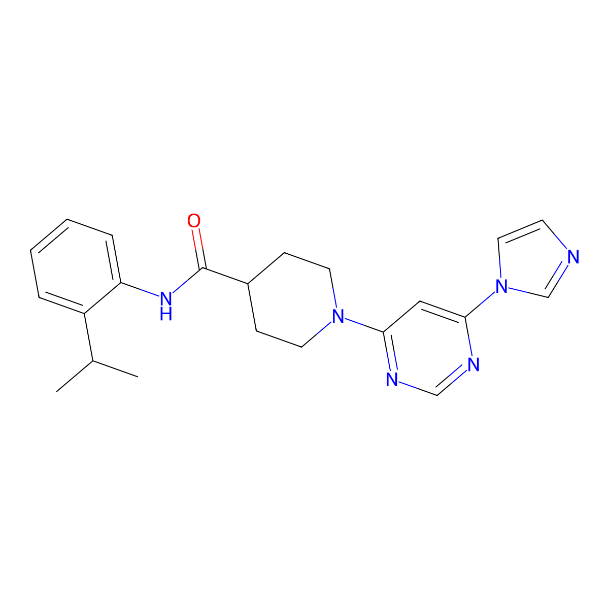 1-(6-(1H-imidazol-1-yl)pyrimidin-4-yl)-N-(2-isopropylphenyl)piperidine-4-carboxamide molecular structure, CAS 1351634-46-2