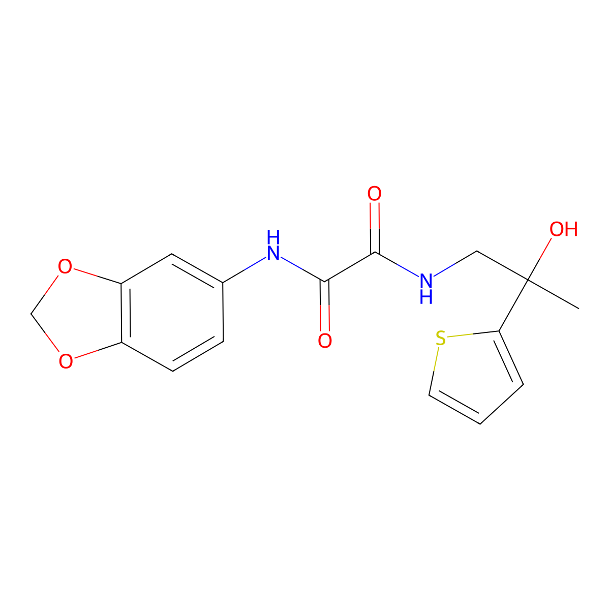 N1-(benzo[d][1,3]dioxol-5-yl)-N2-(2-hydroxy-2-(thiophen-2-yl)propyl)oxalamide molecular structure, CAS 1351634-47-3