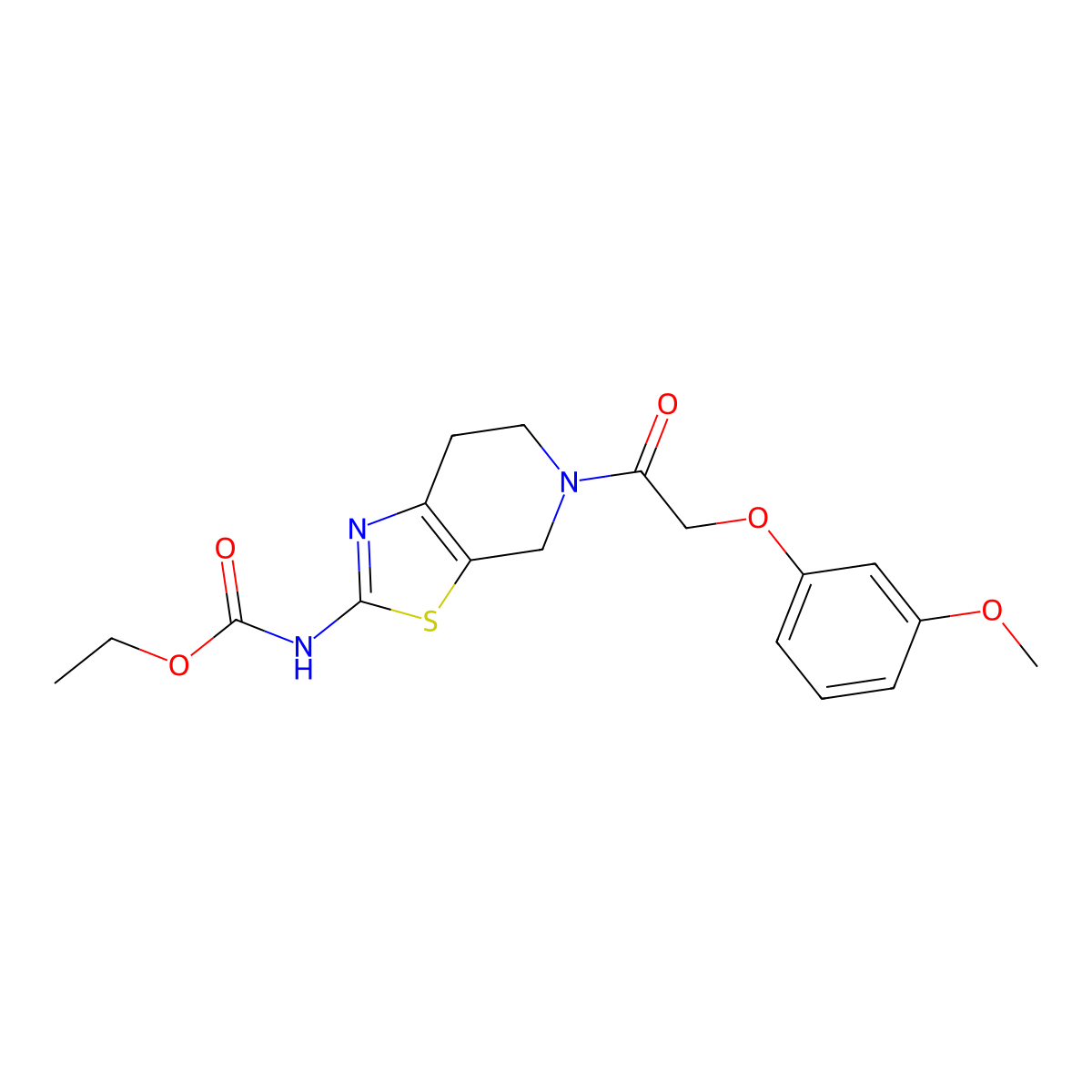 Ethyl (5-(2-(3-methoxyphenoxy)acetyl)-4,5,6,7-tetrahydrothiazolo[5,4-c]pyridin-2-yl)carbamate molecular structure, CAS 1351634-50-8