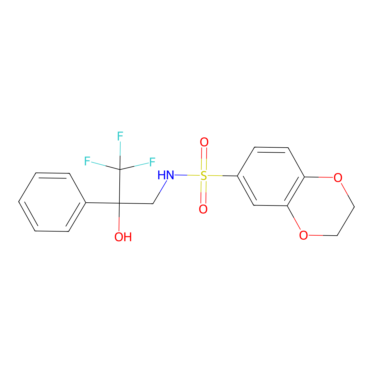 N-(3,3,3-trifluoro-2-hydroxy-2-phenylpropyl)-2,3-dihydrobenzo[b][1,4]dioxine-6-sulfonamide molecular structure, CAS 1351634-51-9