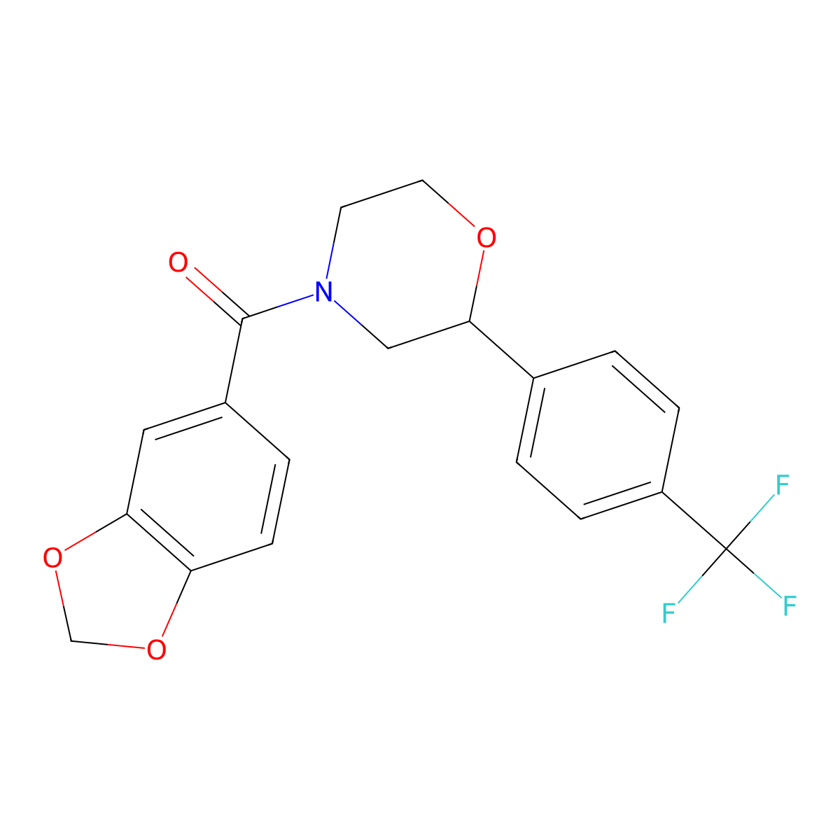 Benzo[d][1,3]dioxol-5-yl(2-(4-(trifluoromethyl)phenyl)morpholino)methanone molecular structure, CAS 1351634-52-0