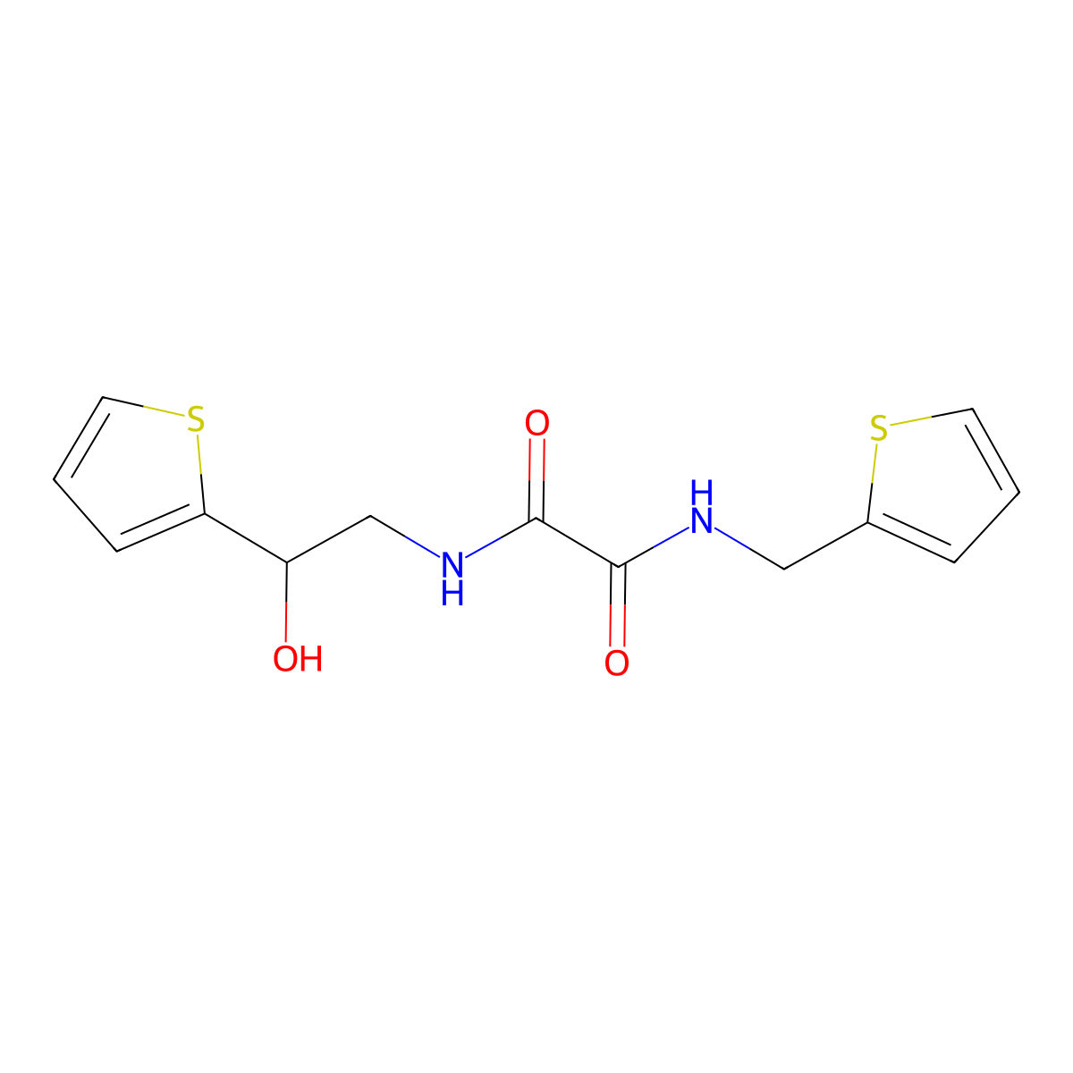 N1-(2-hydroxy-2-(thiophen-2-yl)ethyl)-N2-(thiophen-2-ylmethyl)oxalamide molecular structure, CAS 1351634-53-1