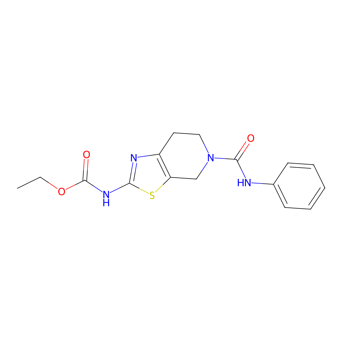 Ethyl (5-(phenylcarbamoyl)-4,5,6,7-tetrahydrothiazolo[5,4-c]pyridin-2-yl)carbamate molecular structure, CAS 1351634-57-5
