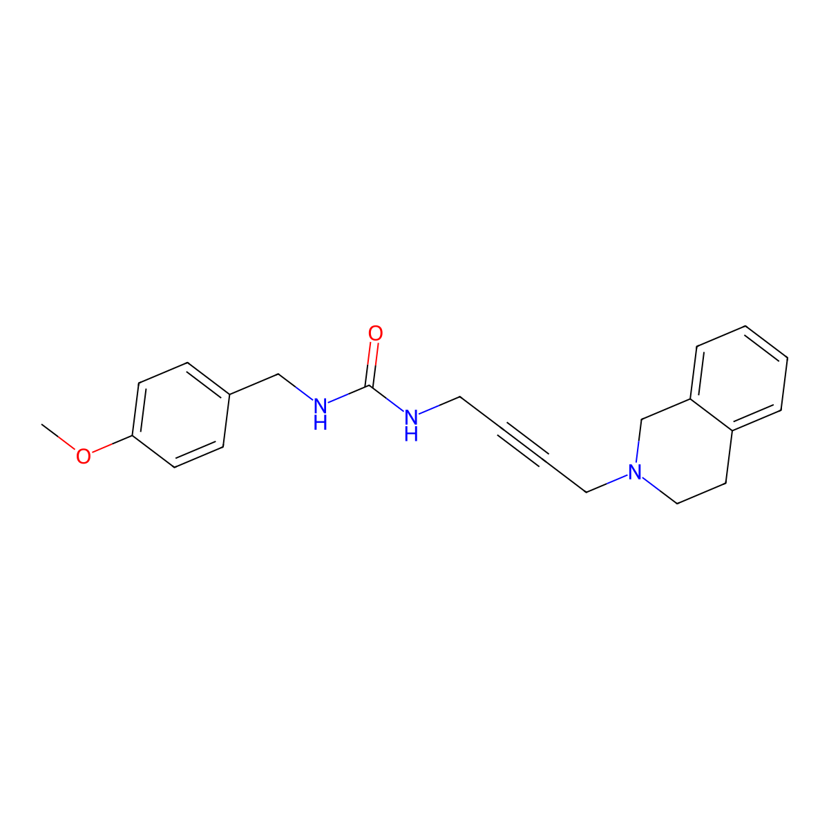 1-(4-(3,4-dihydroisoquinolin-2(1H)-yl)but-2-yn-1-yl)-3-(4-methoxybenzyl)urea molecular structure, CAS 1351634-58-6