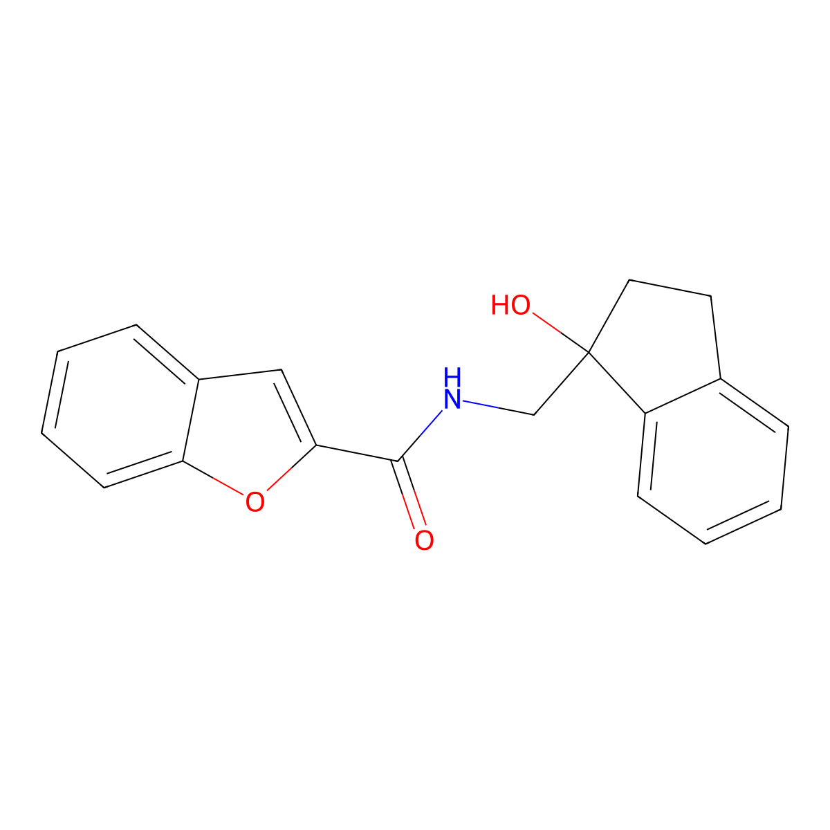 N-((1-hydroxy-2,3-dihydro-1H-inden-1-yl)methyl)benzofuran-2-carboxamide molecular structure, CAS 1351634-59-7