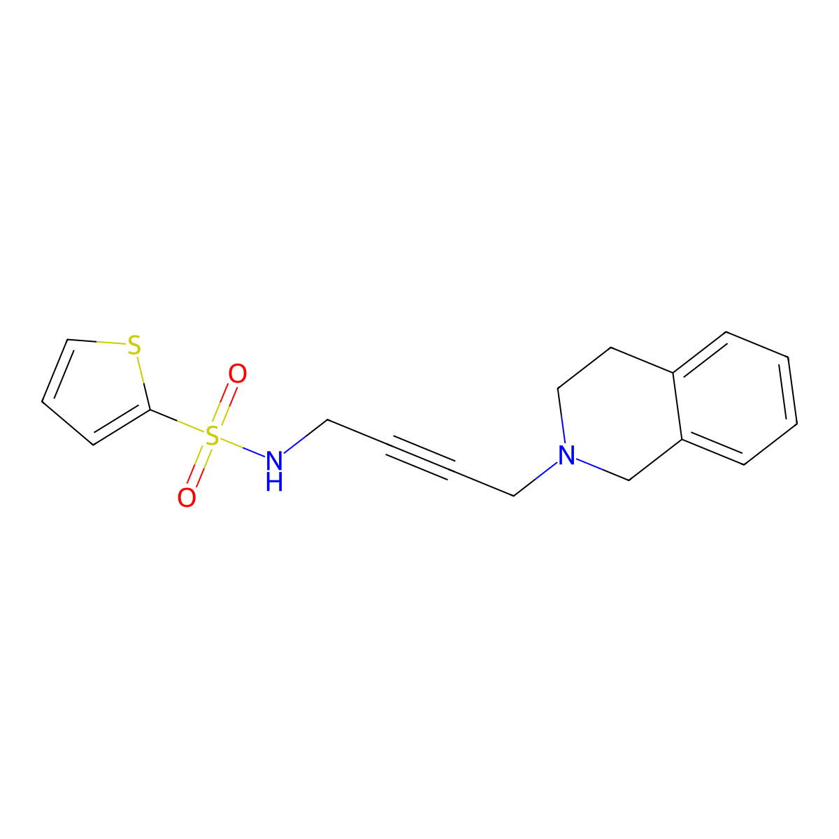 N-(4-(3,4-dihydroisoquinolin-2(1H)-yl)but-2-yn-1-yl)thiophene-2-sulfonamide molecular structure, CAS 1351634-61-1