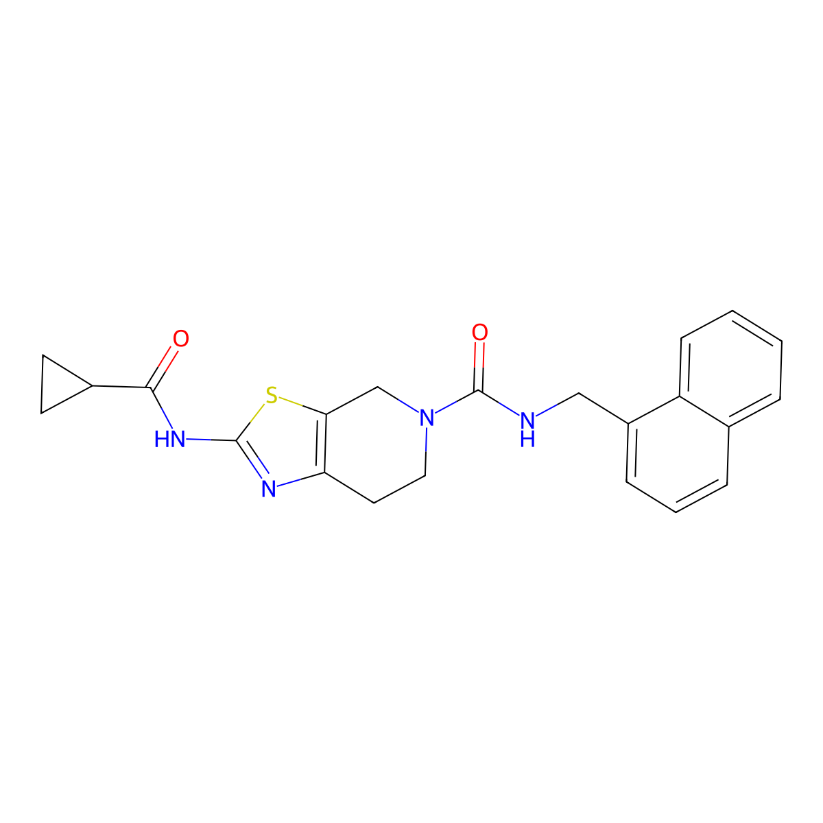 2-(cyclopropanecarboxamido)-N-(naphthalen-1-ylmethyl)-6,7-dihydrothiazolo[5,4-c]pyridine-5(4H)-carboxamide molecular structure, CAS 1351634-63-3