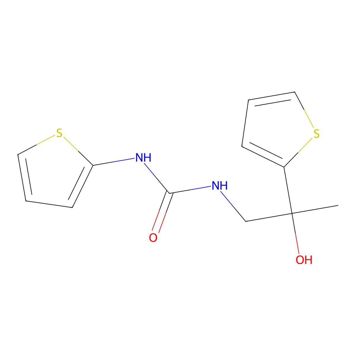 1-(2-Hydroxy-2-(thiophen-2-yl)propyl)-3-(thiophen-2-yl)urea molecular structure, CAS 1351634-64-4