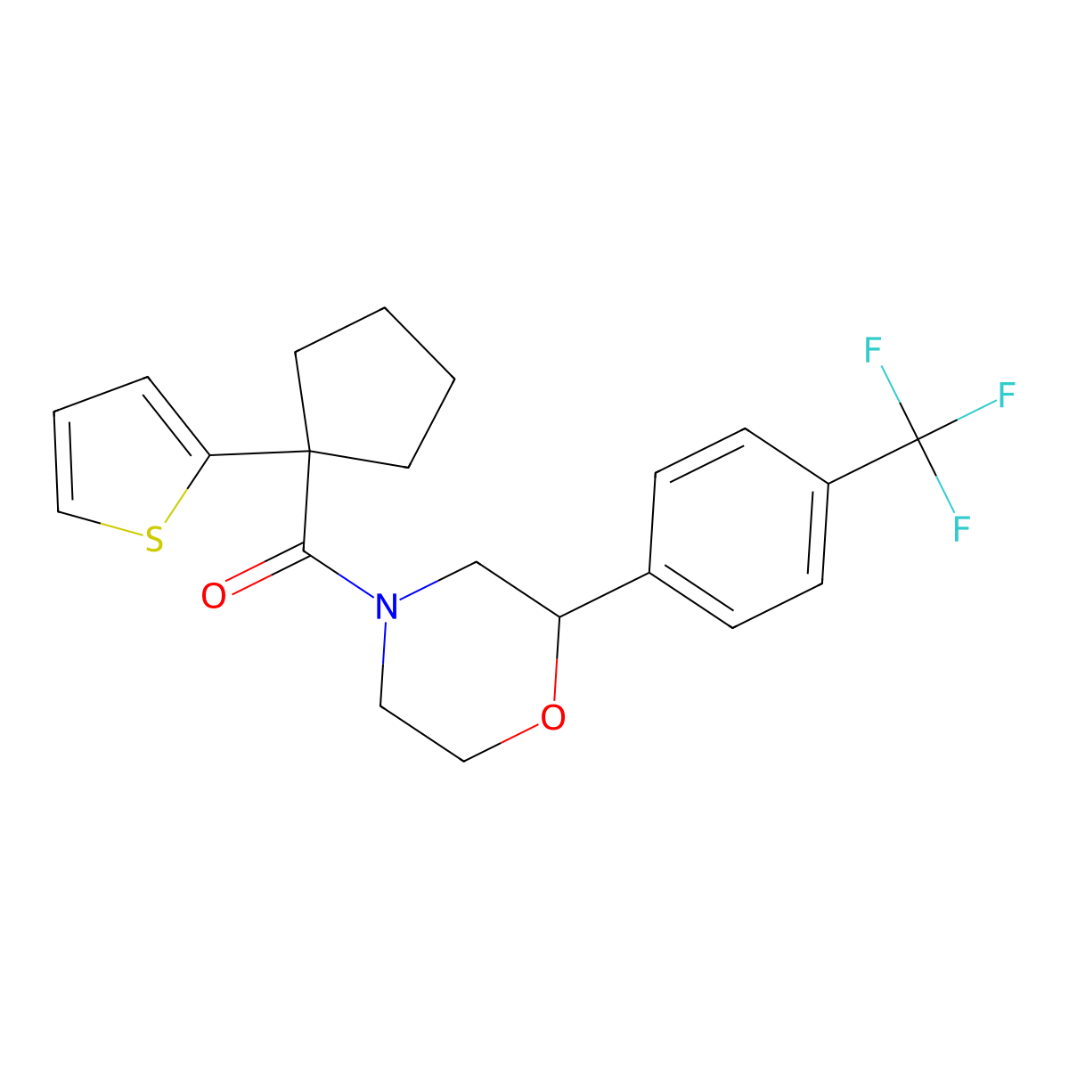 (1-(Thiophen-2-yl)cyclopentyl)(2-(4-(trifluoromethyl)phenyl)morpholino)methanone molecular structure, CAS 1351634-65-5