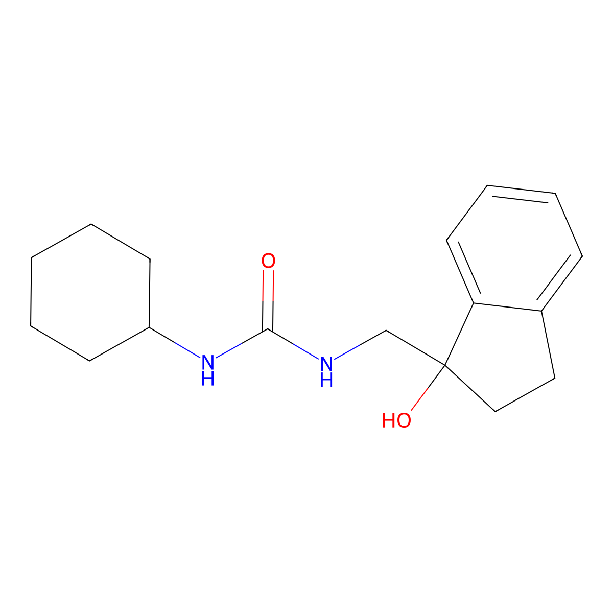 1-cyclohexyl-3-((1-hydroxy-2,3-dihydro-1H-inden-1-yl)methyl)urea molecular structure, CAS 1351634-67-7