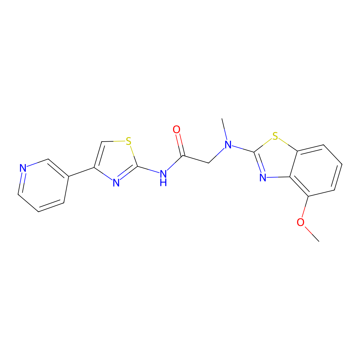 2-((4-methoxybenzo[d]thiazol-2-yl)(methyl)amino)-N-(4-(pyridin-3-yl)thiazol-2-yl)acetamide molecular structure, CAS 1351634-68-8