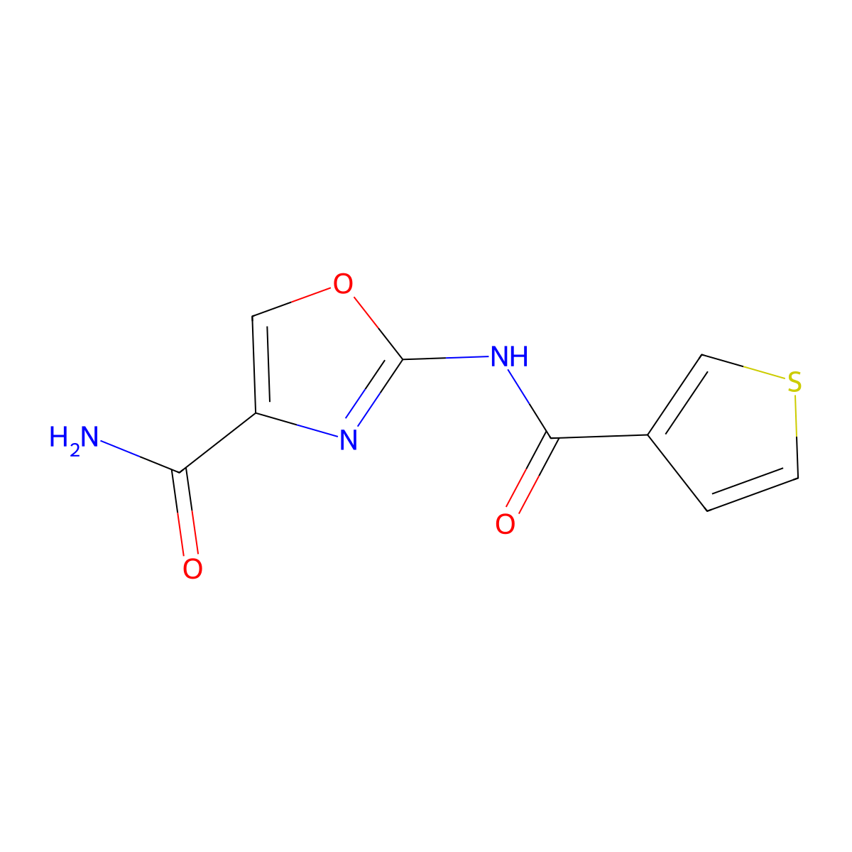 2-(Thiophene-3-carboxamido)oxazole-4-carboxamide molecular structure, CAS 1351634-69-9