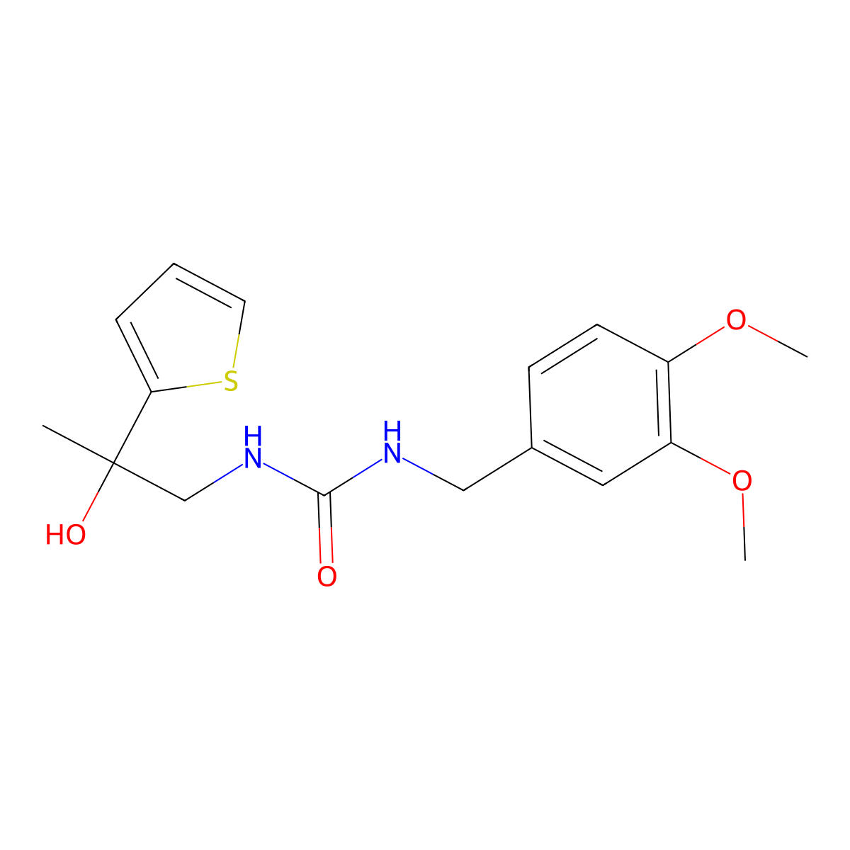 1-(3,4-Dimethoxybenzyl)-3-(2-hydroxy-2-(thiophen-2-yl)propyl)urea molecular structure, CAS 1351634-73-5