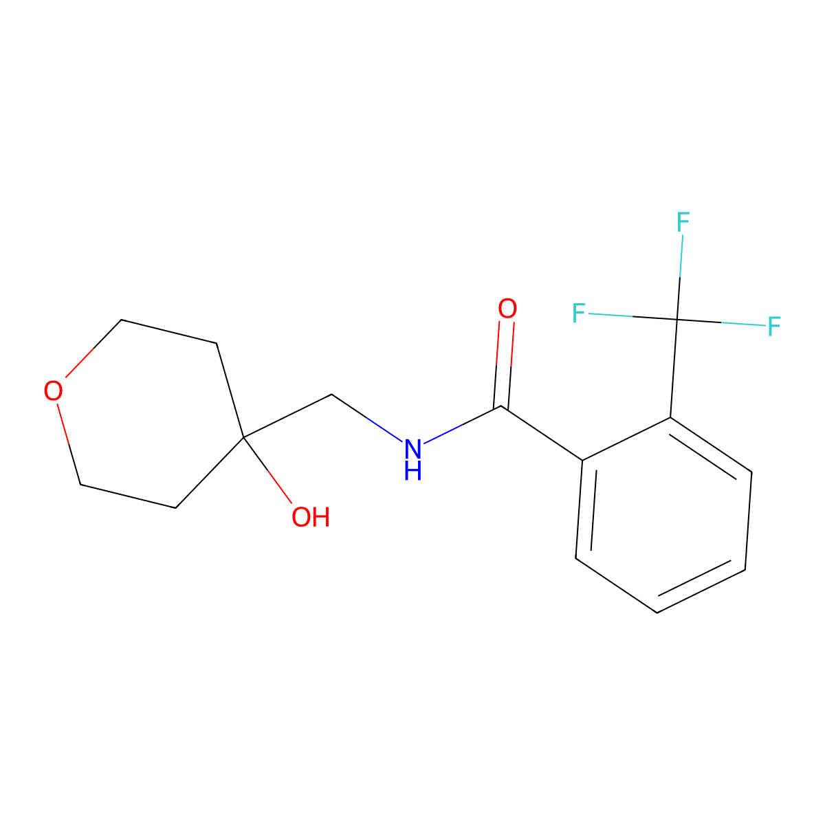 N-[(4-hydroxyoxan-4-yl)methyl]-2-(trifluoromethyl)benzamide molecular structure, CAS 1351634-82-6