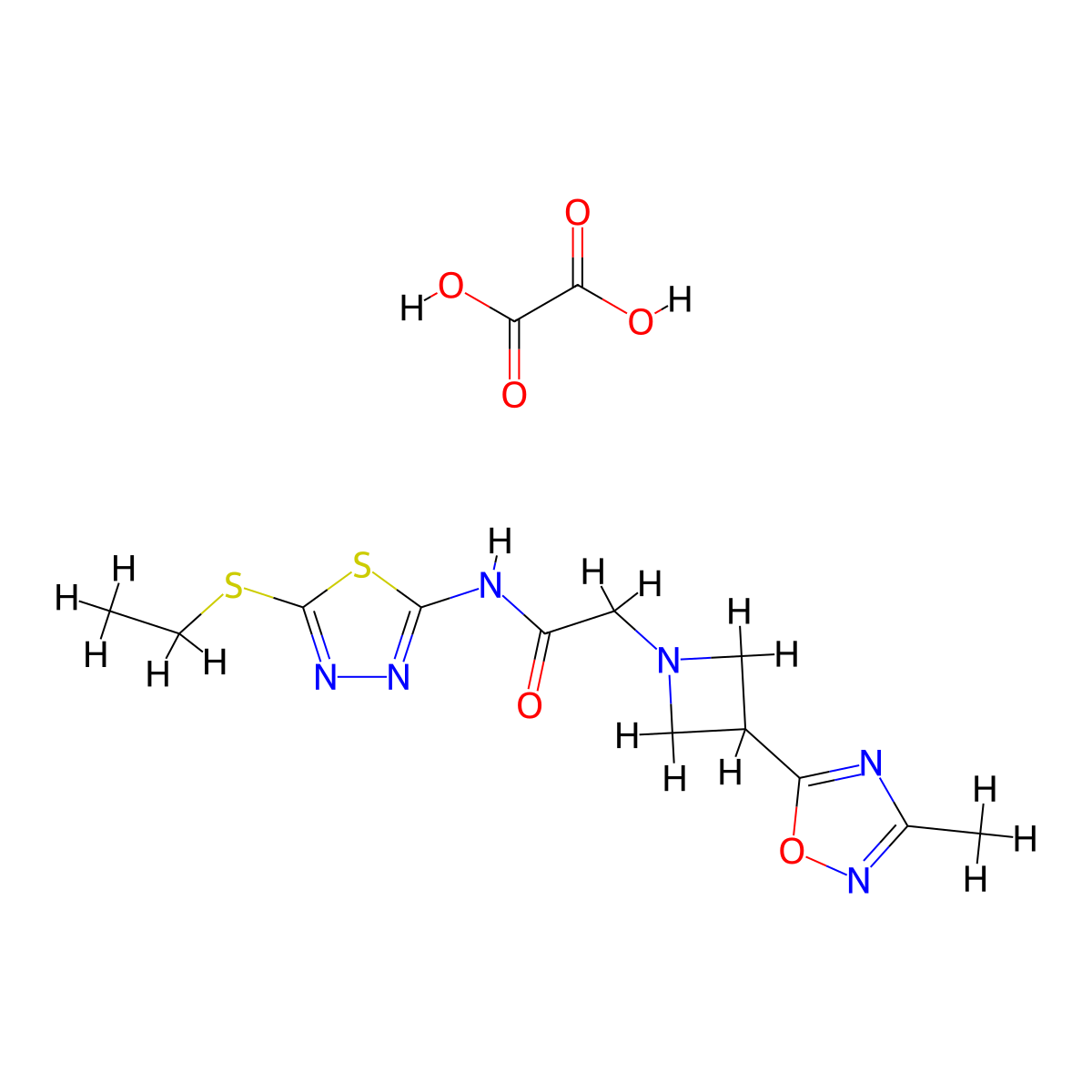 N-(5-(ethylthio)-1,3,4-thiadiazol-2-yl)-2-(3-(3-methyl-1,2,4-oxadiazol-5-yl)azetidin-1-yl)acetamide oxalate molecular structure, CAS 1351634-84-8