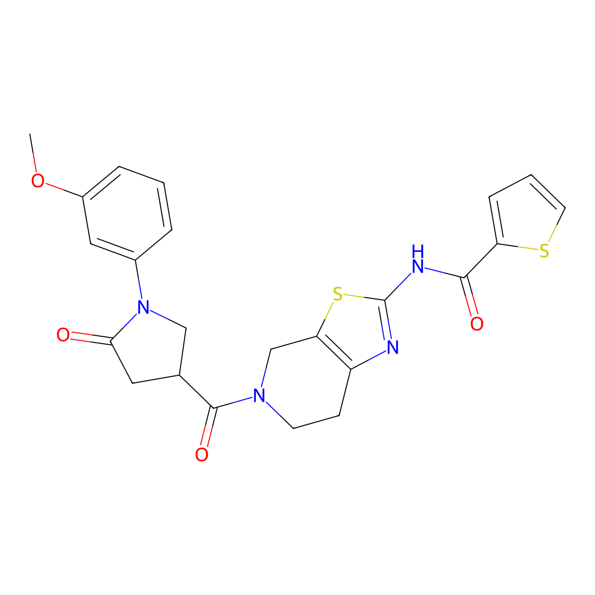N-(5-(1-(3-methoxyphenyl)-5-oxopyrrolidine-3-carbonyl)-4,5,6,7-tetrahydrothiazolo[5,4-c]pyridin-2-yl)thiophene-2-carboxamide molecular structure, CAS 1351634-95-1