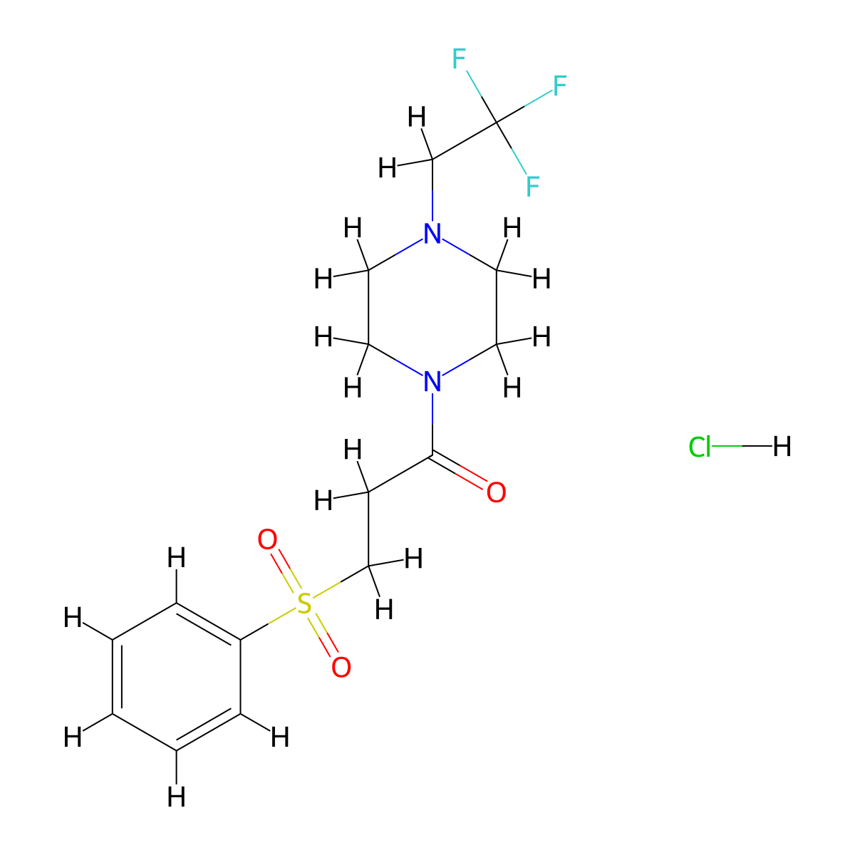 3-(Phenylsulfonyl)-1-(4-(2,2,2-trifluoroethyl)piperazin-1-yl)propan-1-one hydrochloride molecular structure, CAS 1351634-97-3