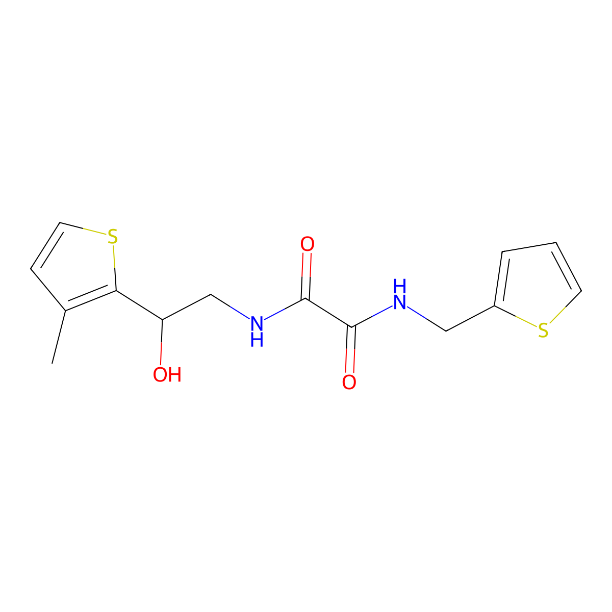 N1-(2-hydroxy-2-(3-methylthiophen-2-yl)ethyl)-N2-(thiophen-2-ylmethyl)oxalamide molecular structure, CAS 1351635-09-0