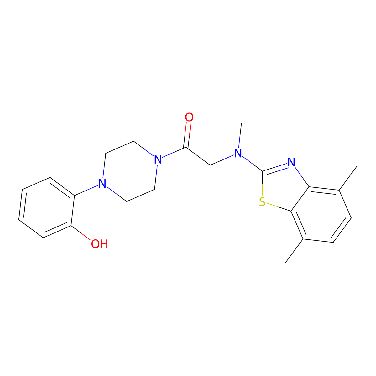 2-((4,7-Dimethylbenzo[d]thiazol-2-yl)(methyl)amino)-1-(4-(2-hydroxyphenyl)piperazin-1-yl)ethanone molecular structure, CAS 1351635-20-5