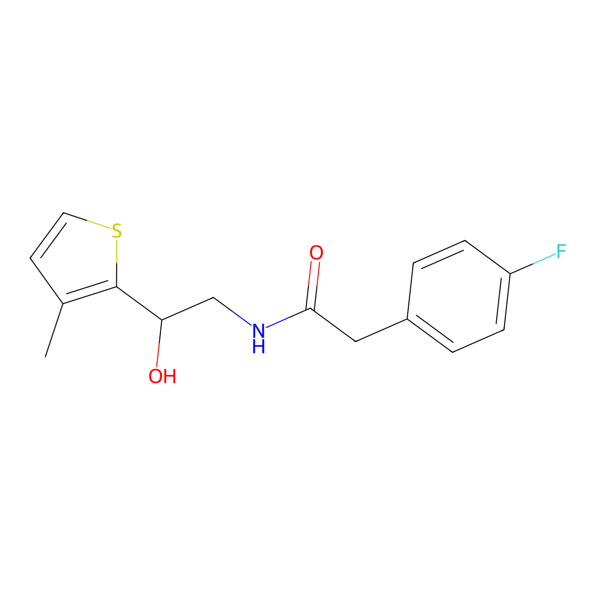2-(4-fluorophenyl)-N-[2-hydroxy-2-(3-methylthiophen-2-yl)ethyl]acetamide molecular structure, CAS 1351635-30-7