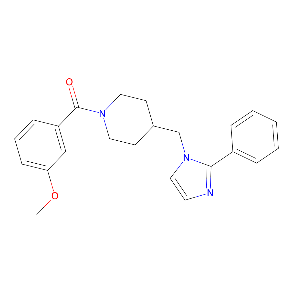 (3-methoxyphenyl)(4-((2-phenyl-1H-imidazol-1-yl)methyl)piperidin-1-yl)methanone molecular structure, CAS 1351635-32-9