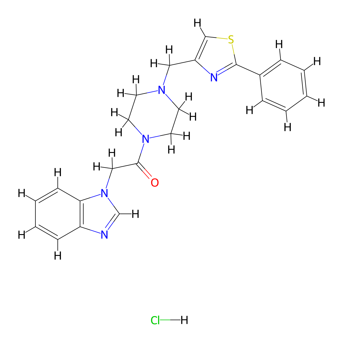 2-(1H-benzo[d]imidazol-1-yl)-1-(4-((2-phenylthiazol-4-yl)methyl)piperazin-1-yl)ethanone hydrochloride molecular structure, CAS 1351635-33-0