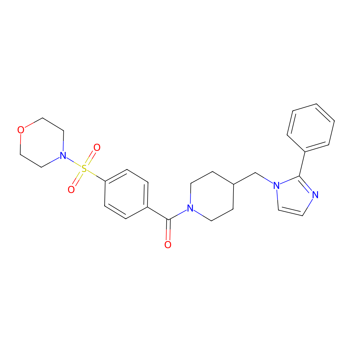 (4-(morpholinosulfonyl)phenyl)(4-((2-phenyl-1H-imidazol-1-yl)methyl)piperidin-1-yl)methanone molecular structure, CAS 1351635-39-6