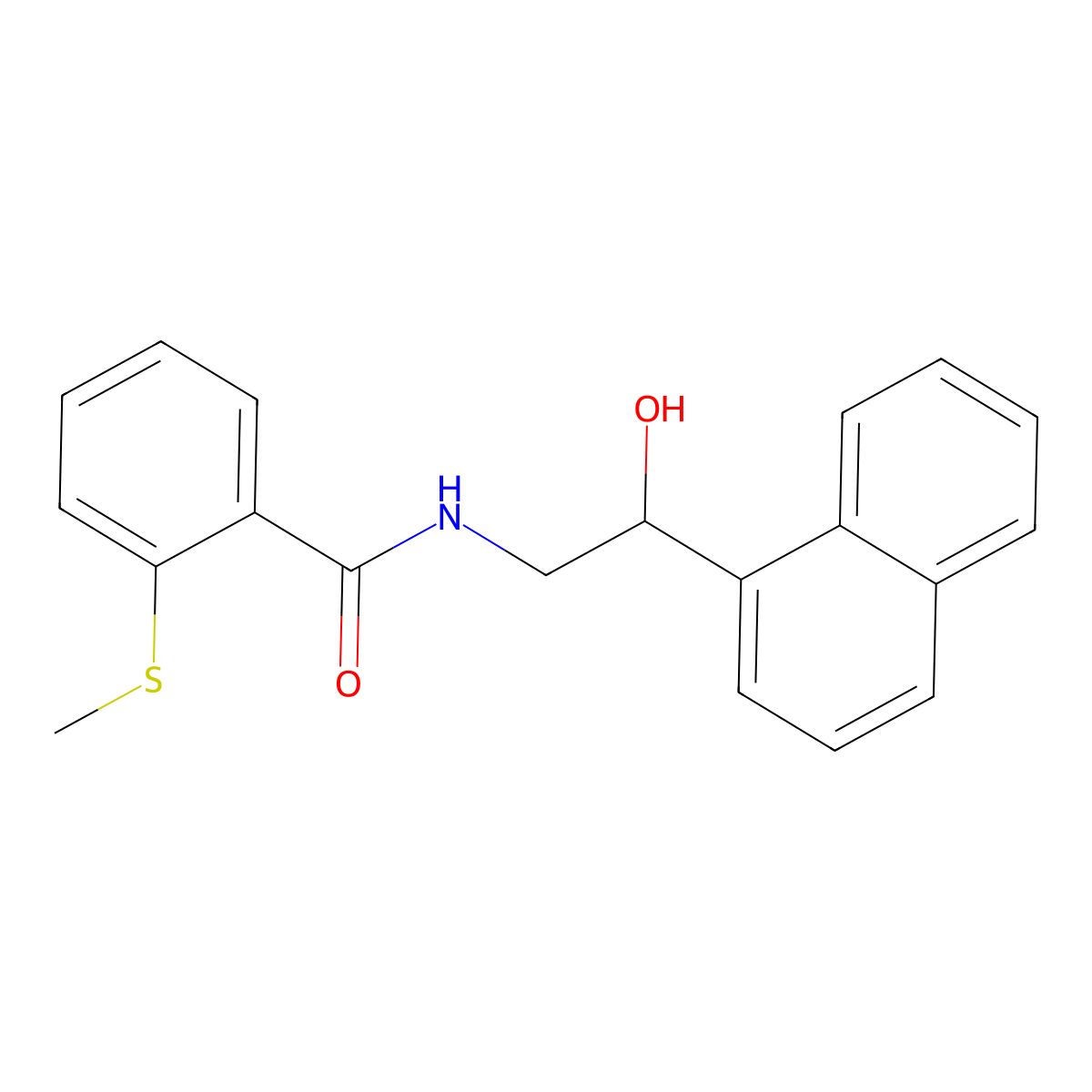 N-(2-hydroxy-2-(naphthalen-1-yl)ethyl)-2-(methylthio)benzamide molecular structure, CAS 1351635-43-2