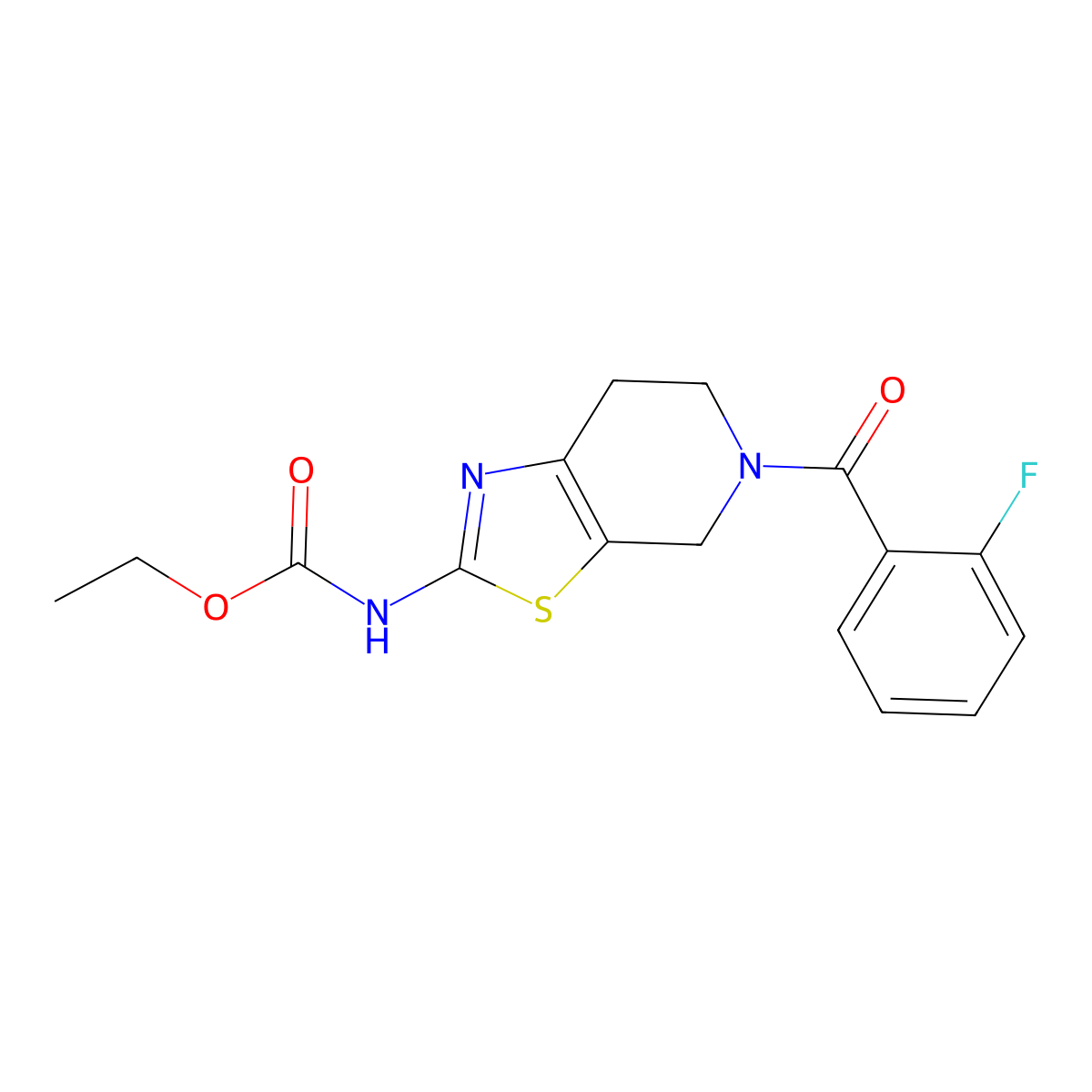 Ethyl (5-(2-fluorobenzoyl)-4,5,6,7-tetrahydrothiazolo[5,4-c]pyridin-2-yl)carbamate molecular structure, CAS 1351635-46-5