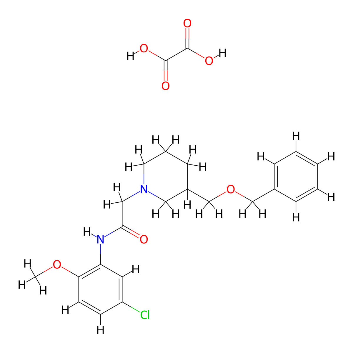 2-(3-((benzyloxy)methyl)piperidin-1-yl)-N-(5-chloro-2-methoxyphenyl)acetamide oxalate molecular structure, CAS 1351635-47-6