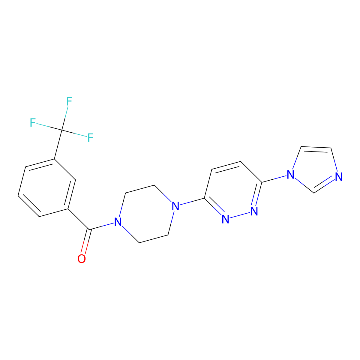 (4-(6-(1H-imidazol-1-yl)pyridazin-3-yl)piperazin-1-yl)(3-(trifluoromethyl)phenyl)methanone molecular structure, CAS 1351635-49-8
