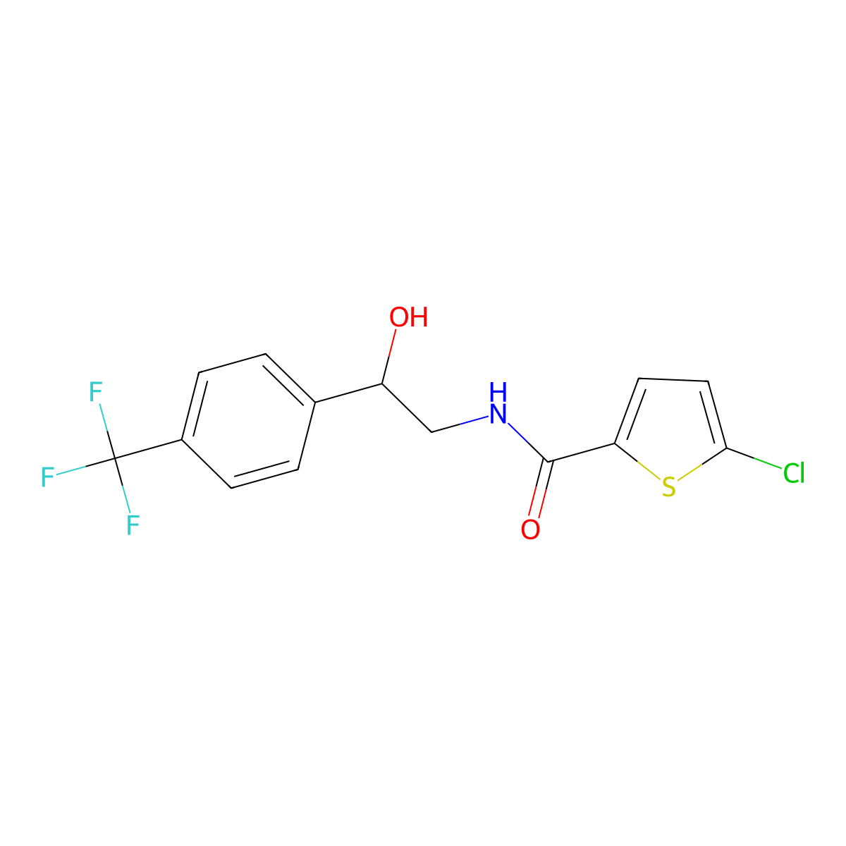 5-chloro-N-{2-hydroxy-2-[4-(trifluoromethyl)phenyl]ethyl}thiophene-2-carboxamide molecular structure, CAS 1351635-50-1