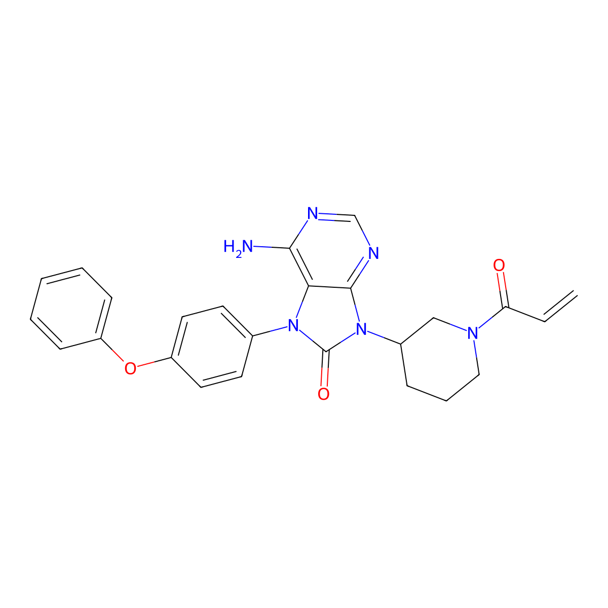 6-amino-7-(4-phenoxyphenyl)-9-[(3S)-1-prop-2-enoylpiperidin-3-yl]purin-8-one molecular structure, CAS 1351635-67-0