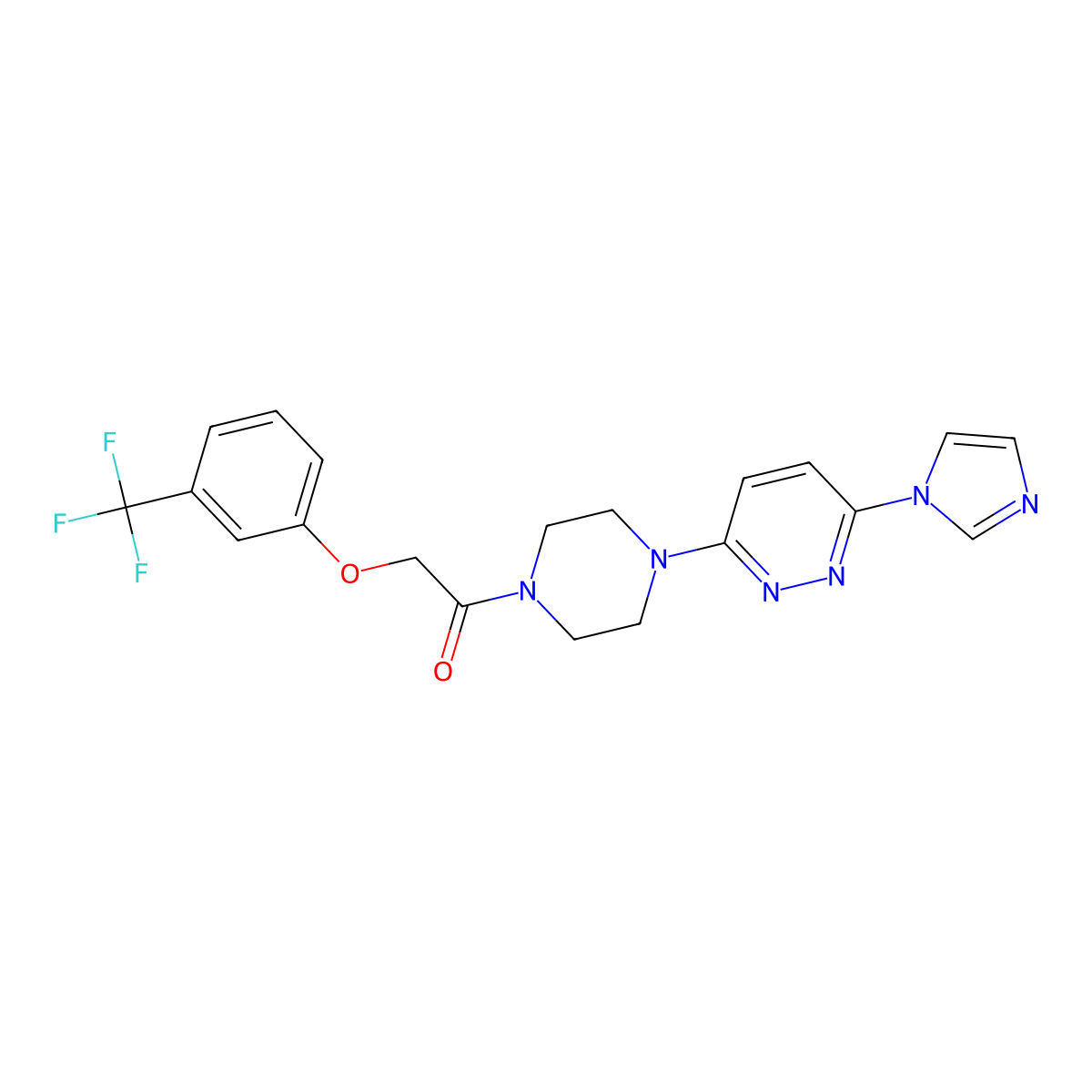 1-(4-(6-(1H-imidazol-1-yl)pyridazin-3-yl)piperazin-1-yl)-2-(3-(trifluoromethyl)phenoxy)ethanone molecular structure, CAS 1351640-92-0