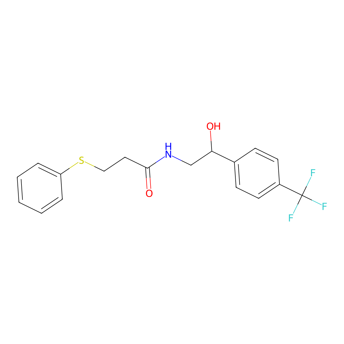 N-(2-hydroxy-2-(4-(trifluoromethyl)phenyl)ethyl)-3-(phenylthio)propanamide molecular structure, CAS 1351640-94-2