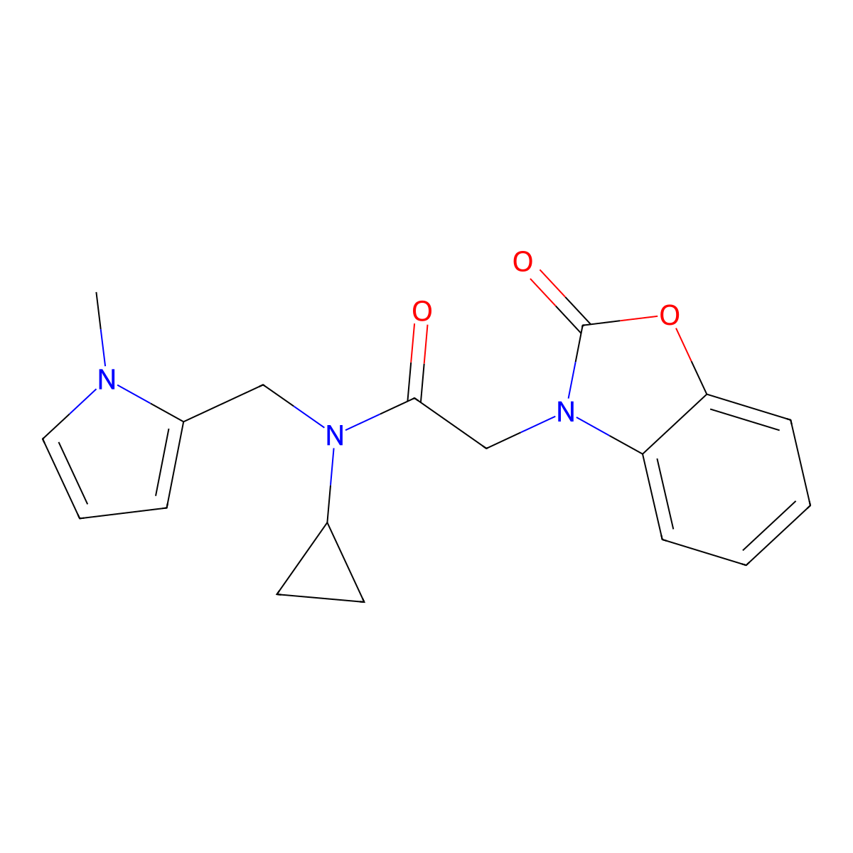 N-cyclopropyl-N-((1-methyl-1H-pyrrol-2-yl)methyl)-2-(2-oxobenzo[d]oxazol-3(2H)-yl)acetamide molecular structure, CAS 1351640-95-3