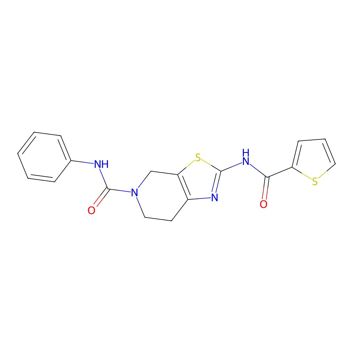 N-phenyl-2-(thiophene-2-carboxamido)-6,7-dihydrothiazolo[5,4-c]pyridine-5(4H)-carboxamide molecular structure, CAS 1351640-97-5