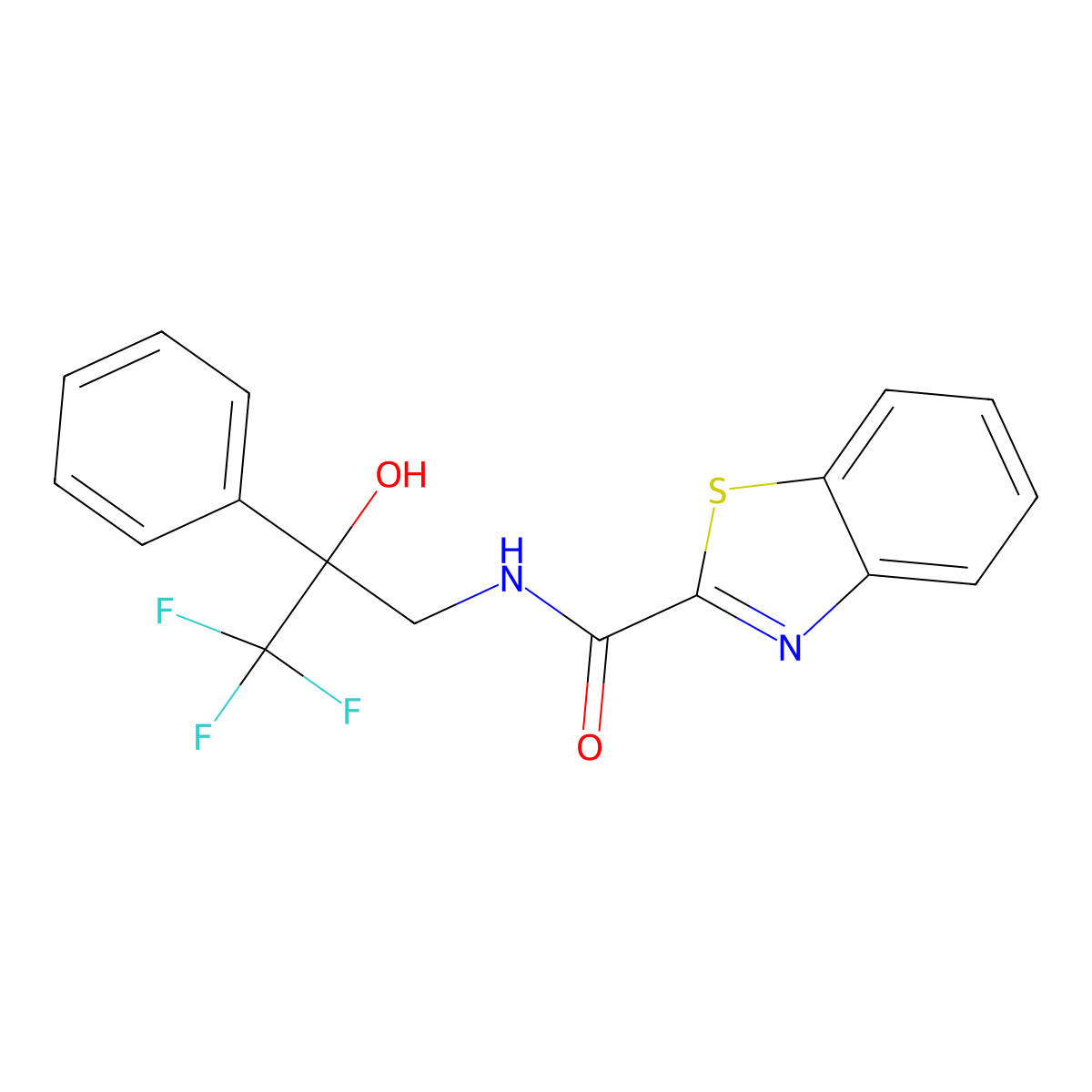 N-(3,3,3-trifluoro-2-hydroxy-2-phenylpropyl)benzo[d]thiazole-2-carboxamide molecular structure, CAS 1351641-00-3