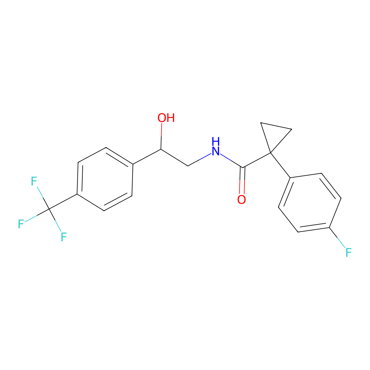 1-(4-fluorophenyl)-N-(2-hydroxy-2-(4-(trifluoromethyl)phenyl)ethyl)cyclopropanecarboxamide molecular structure, CAS 1351641-03-6
