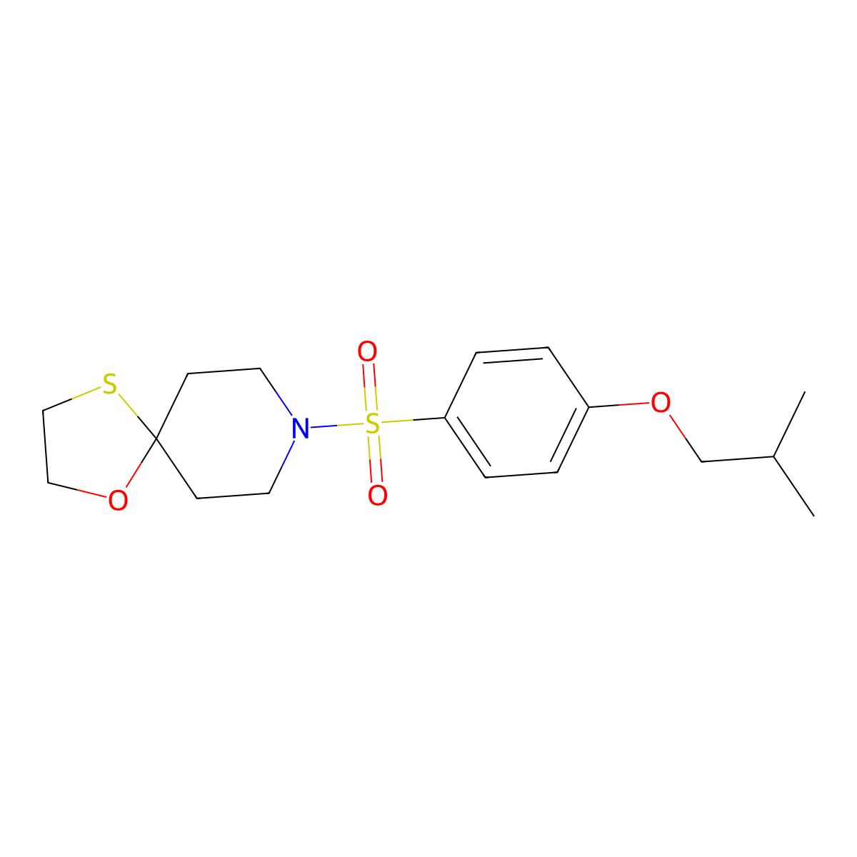 8-((4-Isobutoxyphenyl)sulfonyl)-1-oxa-4-thia-8-azaspiro[4.5]decane molecular structure, CAS 1351641-05-8