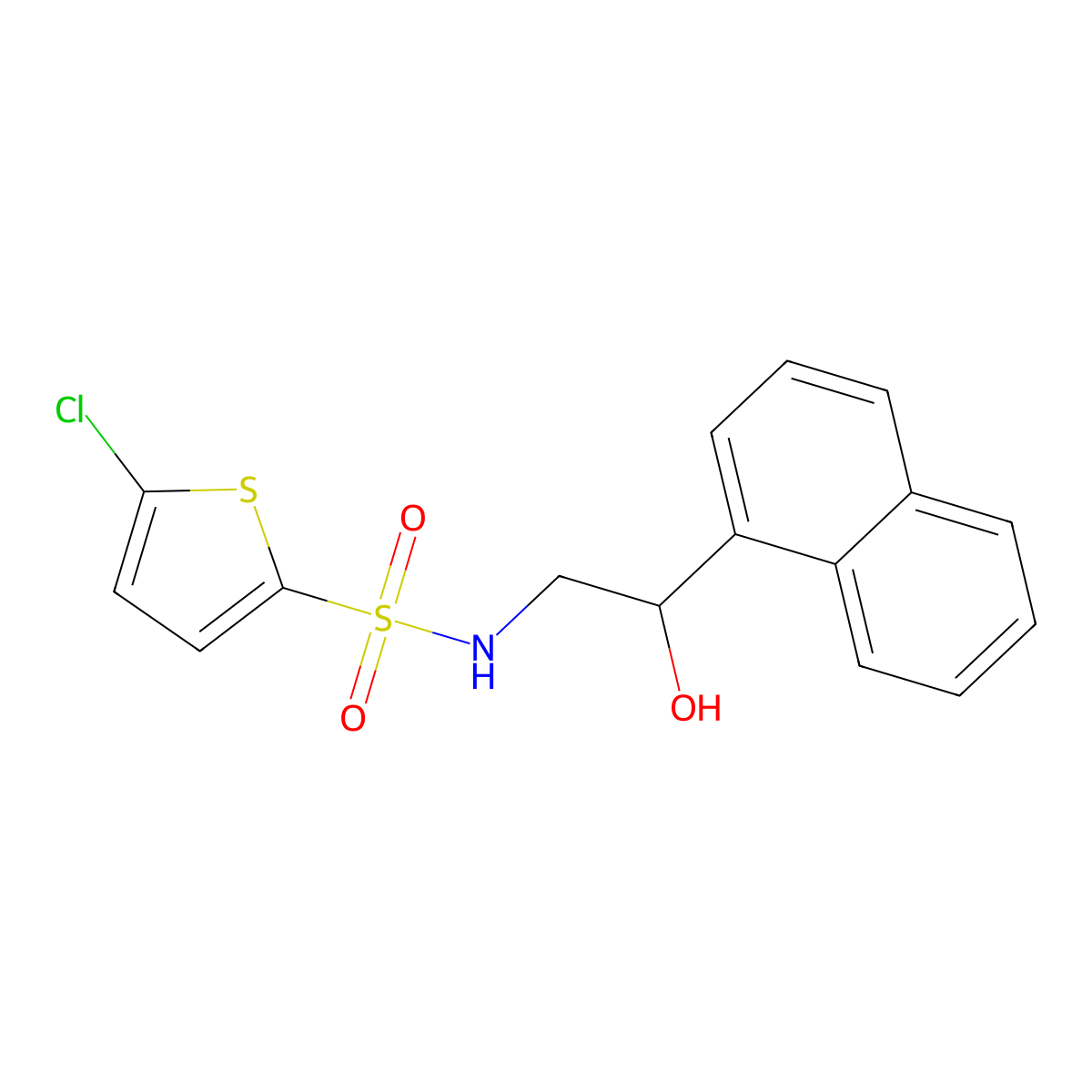 5-chloro-N-(2-hydroxy-2-(naphthalen-1-yl)ethyl)thiophene-2-sulfonamide molecular structure, CAS 1351641-09-2