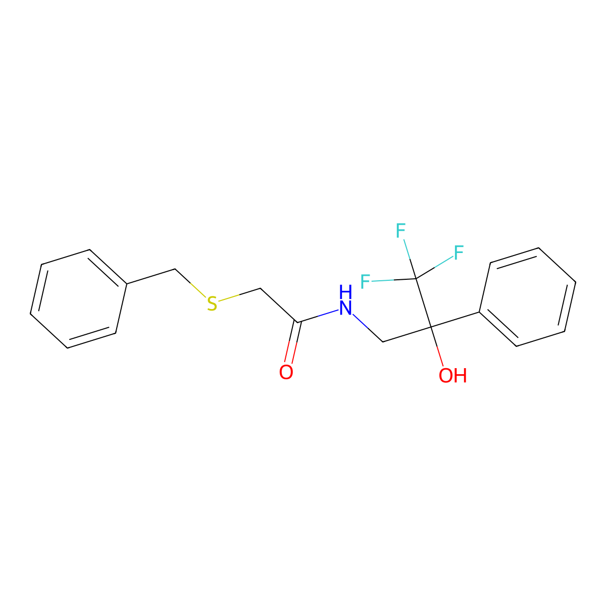 2-(benzylthio)-N-(3,3,3-trifluoro-2-hydroxy-2-phenylpropyl)acetamide molecular structure, CAS 1351641-11-6