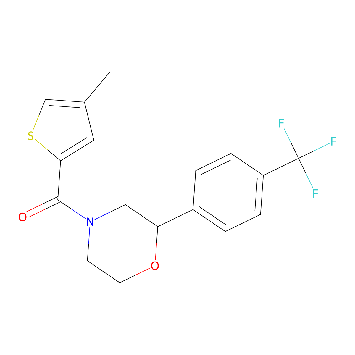 (4-Methylthiophen-2-yl)(2-(4-(trifluoromethyl)phenyl)morpholino)methanone molecular structure, CAS 1351641-12-7