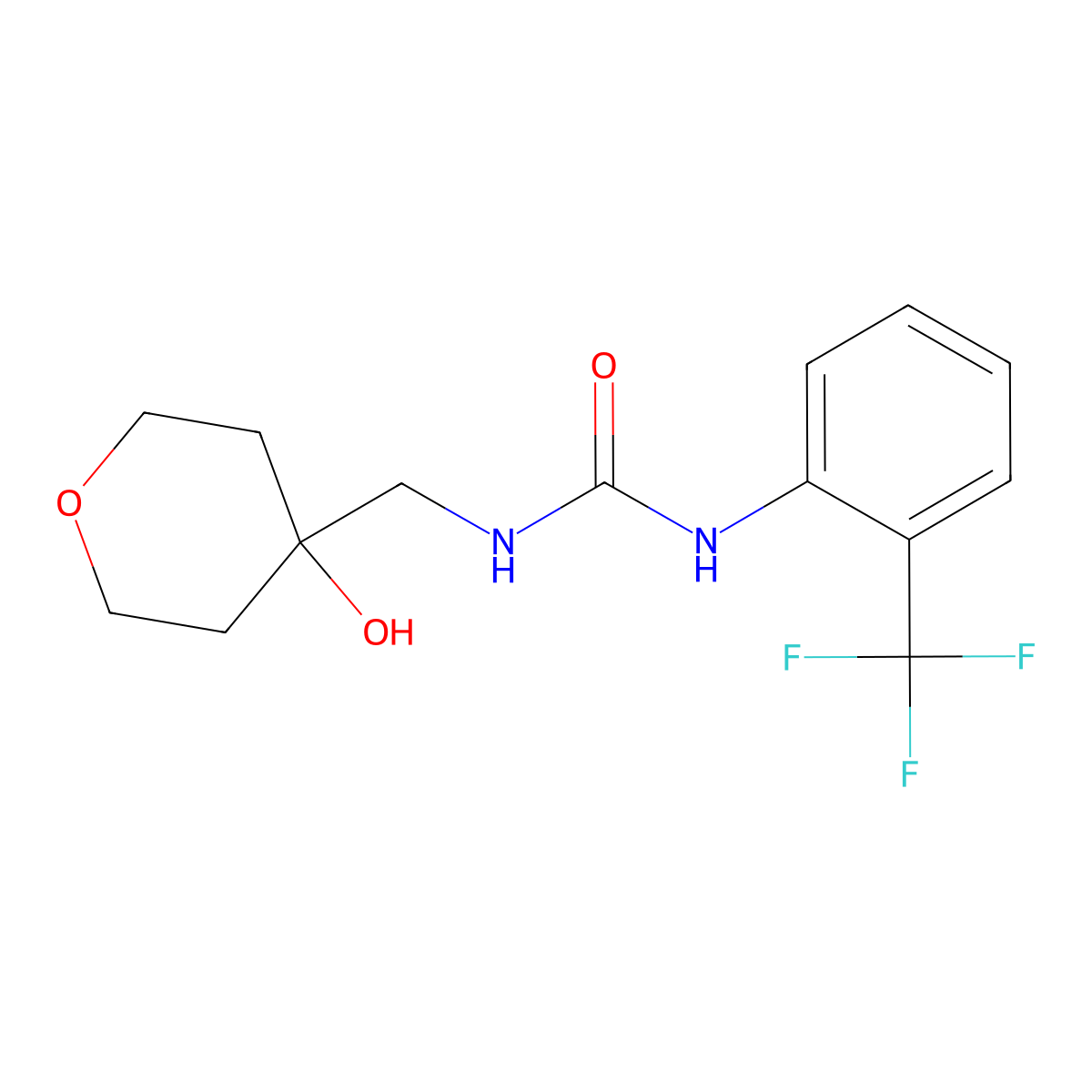 1-[(4-Hydroxyoxan-4-yl)methyl]-3-[2-(trifluoromethyl)phenyl]urea molecular structure, CAS 1351641-14-9