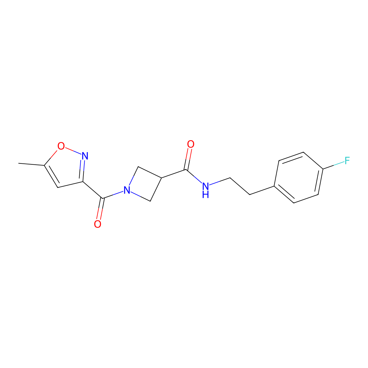 N-(4-fluorophenethyl)-1-(5-methylisoxazole-3-carbonyl)azetidine-3-carboxamide molecular structure, CAS 1351641-24-1