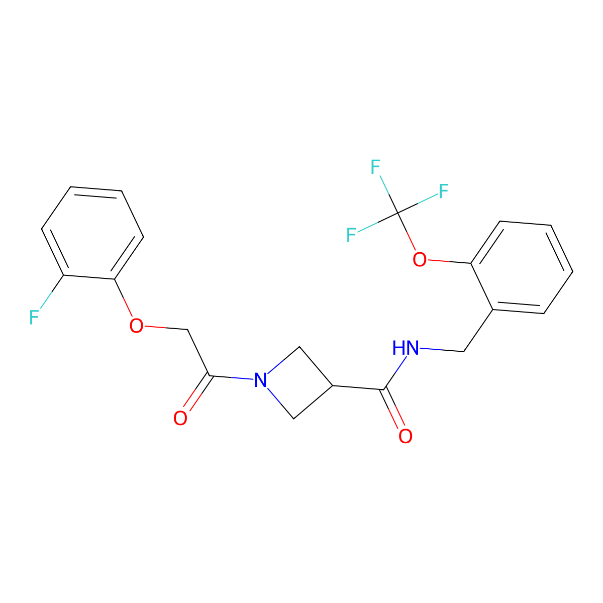 1-(2-(2-fluorophenoxy)acetyl)-N-(2-(trifluoromethoxy)benzyl)azetidine-3-carboxamide molecular structure, CAS 1351641-34-3