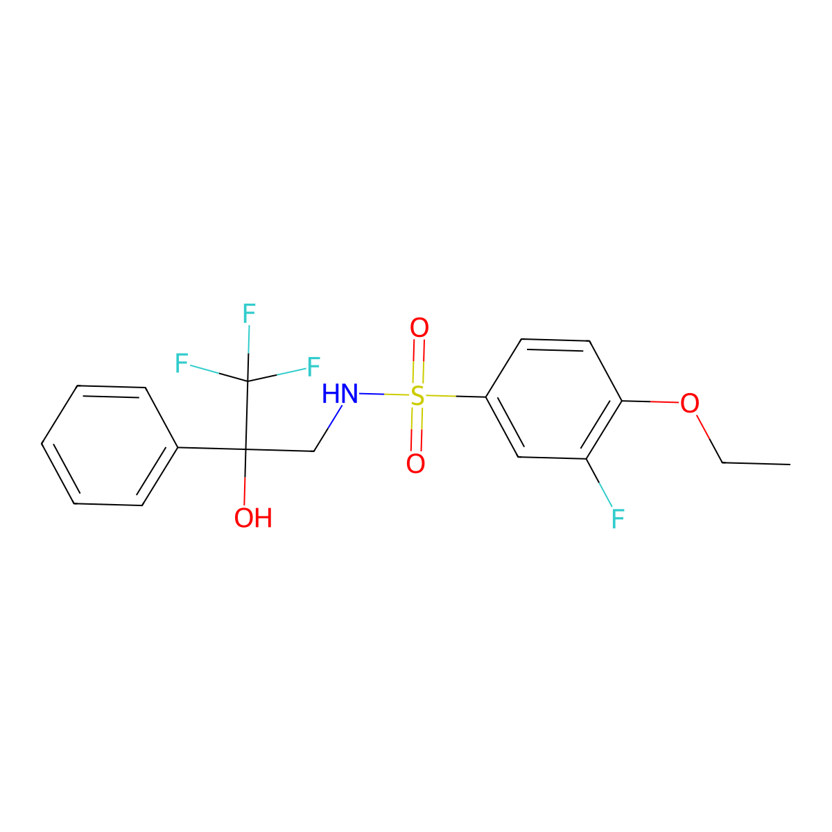 4-ethoxy-3-fluoro-N-(3,3,3-trifluoro-2-hydroxy-2-phenylpropyl)benzenesulfonamide molecular structure, CAS 1351641-39-8
