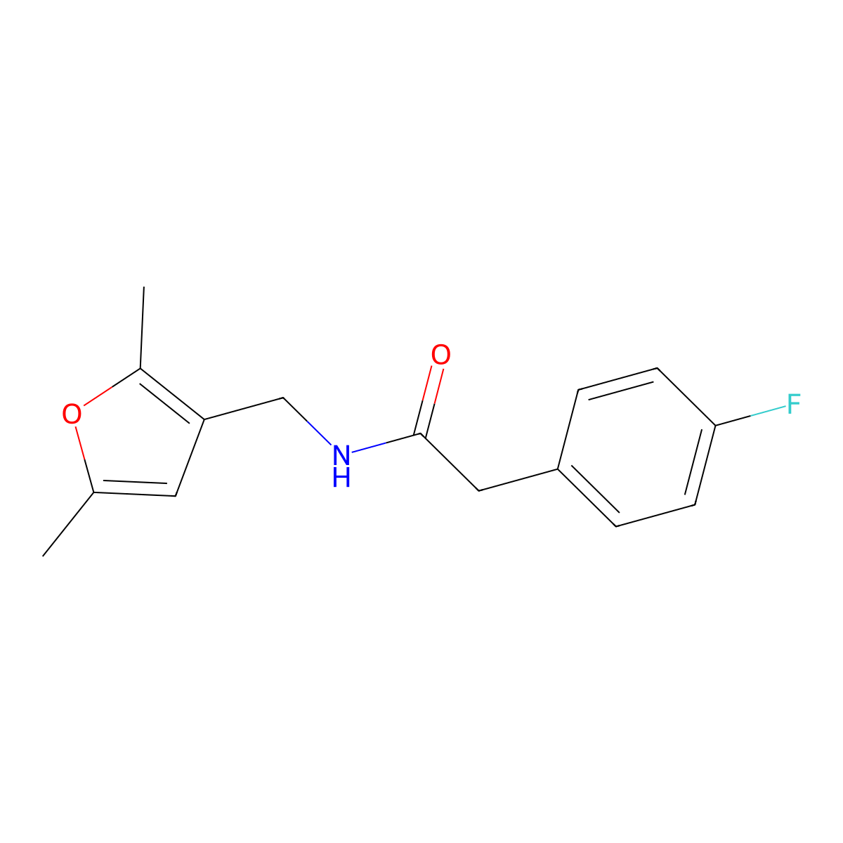 N-[(2,5-dimethylfuran-3-yl)methyl]-2-(4-fluorophenyl)acetamide molecular structure, CAS 1351641-46-7