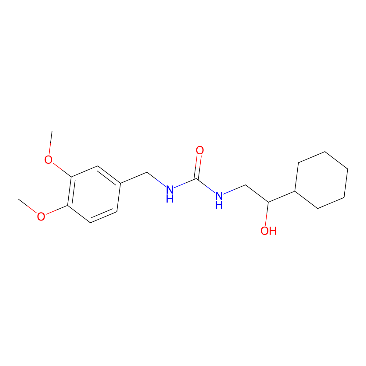 1-(2-Cyclohexyl-2-hydroxyethyl)-3-(3,4-dimethoxybenzyl)urea molecular structure, CAS 1351641-47-8